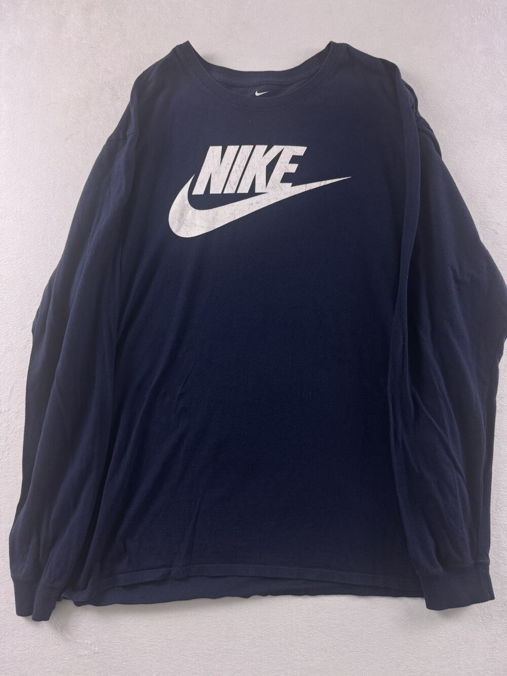 Nike Futura Logo Long Sleeve T Shirt Mens XXL Navy Blue Cotton Streetwear